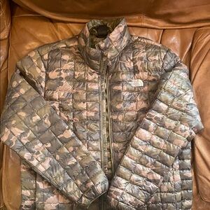 The North Face Olive and Tan Camo Quilted Jacket